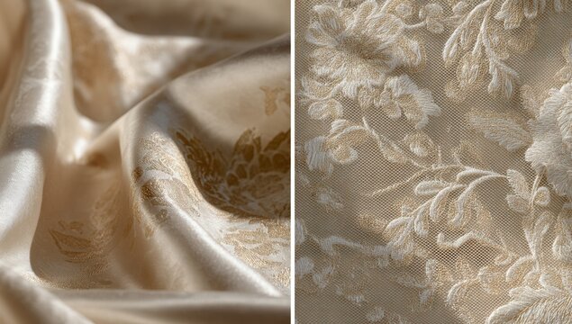 Cream fabric samples with floral pattern
