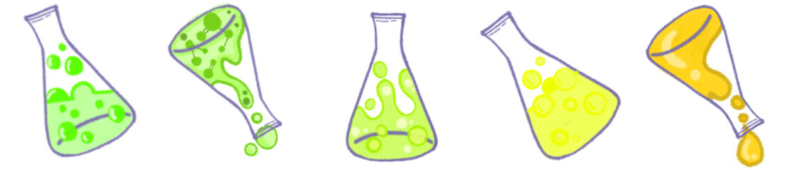 Hand Drawn Erlenmeyer Flask PNG for Scientific Experiment Design