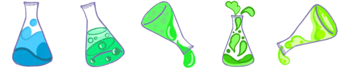 Hand Drawn Erlenmeyer Flask PNG for Scientific Experiment Design