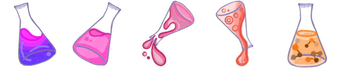 Hand Drawn Erlenmeyer Flask PNG for Scientific Experiment Design