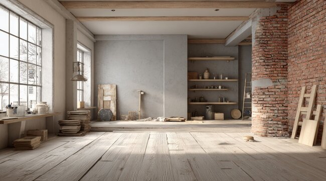 Modern artist's studio