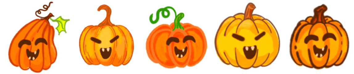 Kawaii Pumpkin PNG Graphic for Autumn and Halloween Projects