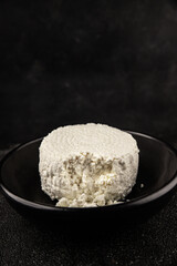 Cottage cheese fermented milk product portion size natural product tasty snack fresh delicious gourmet food background on the table rustic top view copy space keto and paleo diet