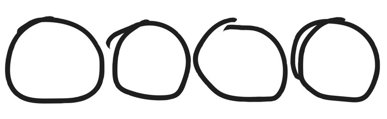Fototapeta premium Hand drawn circle line sketch set isolated on white background. black circle draw.bubbles to circle highlight text.round circles for message and note mark.Doodle style geometric round outline shapes.