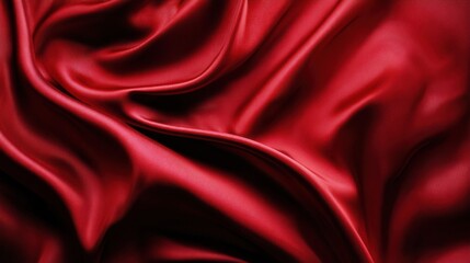 a red silk fabric with a very large folds