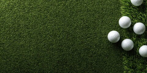 Golf balls on green artificial turf