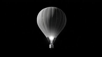 a hot air balloon is flying in the dark