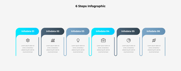 Six Steps Infographic Chart for Business or Workflow Processes