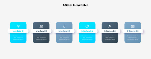 Modern Six Step Infographic Template for Business and Organizational Concepts