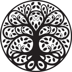 Intricate Tree of Life Silhouette Vector Illustration Symbolizing Growth, Connection, and Harmony in Nature