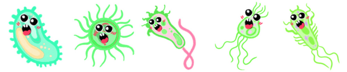 Colorful Virus and Bacteria PNG Icon for Biology, Medicine, and Design
