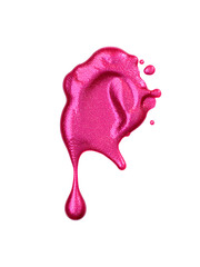 Metallic Pink Nail Polish Drip on White