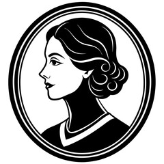 simple modern woman profile vector with beautiful smile