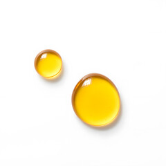 Golden Yellow Liquid Drops on White
