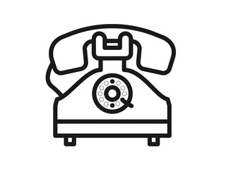 Outline icon of a classic rotary telephone, embodying vintage communication technology and nostalgic design elements for a retro aesthetic