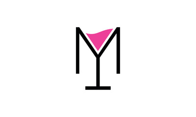 a graphic image with a cocktail M theme, on a white background. vector graphic base.