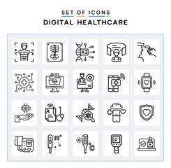 Modern Health Checkup Vector Icons Set for Medical Design Projects