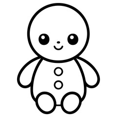 Obraz premium Clean outline drawing of a Big cartoon Doll minimalistic design for coloring page