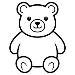 Obraz premium Clean outline drawing of a Big cartoon Teddy Bear minimalistic design for coloring page