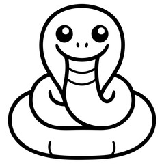 Fototapeta premium Clean outline drawing of a Big cartoon Snake minimalistic design for coloring page
