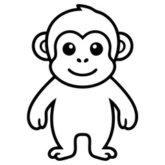 Fototapeta premium Clean outline drawing of a Big cartoon Monkey minimalistic design for coloring page