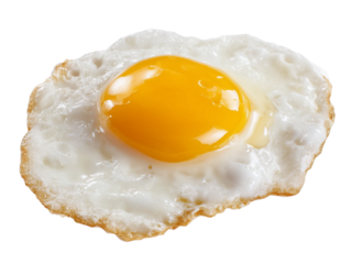 Fried egg with yolk,white background,top view,PNG,clipart,transparent,mock up food advertising.