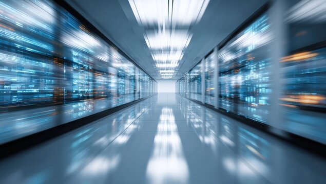 High-speed server room interior - Powered by Adobe