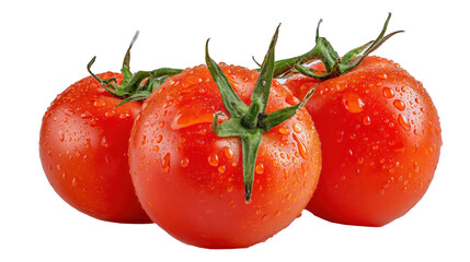 Fresh Tomatoes with Water Drops on White Background for Food and Culinary Use