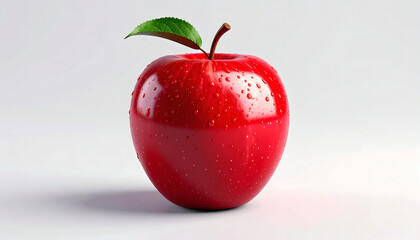 Realistic Red Apple 3D Icon Isolated on Clean White Background for Fruit Illustration, Food Design, and Digital Projects