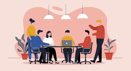 Diverse team collaborating in a modern office meeting, discussing strategies and ideas for business growth and innovation. Ideal for corporate and professional concepts.