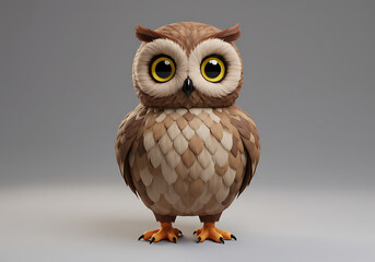 Obraz premium A captivating portrait of a cute owl with wide, expressive eyes, evoking a sense of charm and wisdom.