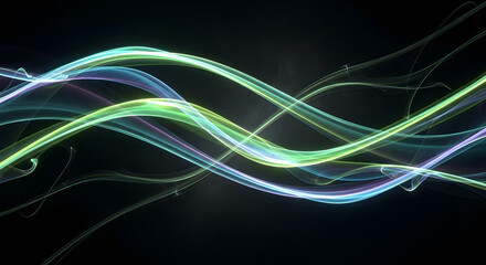Abstract Light Trails on Black Background - Modern Design Element