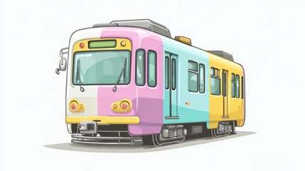 Minimalist vector icon of modern tram in purple