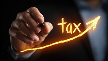 Hand drawing a rising tax graph