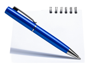Modern Gel Pen Scribbling Notes, Angled Side View, Isolated Background