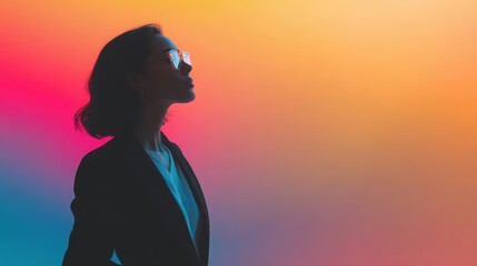 business woman cut out effect with color