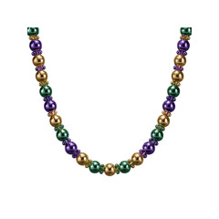 Obraz premium Mardi Gras Beads Necklace, Purple, Green, Gold, Festive Decoration