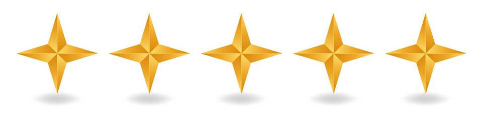 Obraz premium Golden star ranking symbol with premium award and winner icon. Luxury 5 star rating shines with excellence, success and achievement.