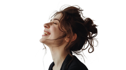 Joyful Woman's Profile, Uplifting Laughter
