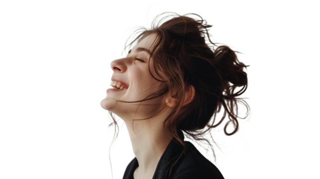 Joyful Woman's Profile, Uplifting Laughter