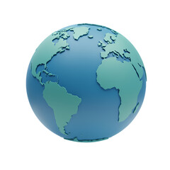 Fototapeta premium 3D Earth Globe: Global Connectivity, World Map, Planet Earth Render