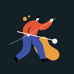 Dynamic flat design of a man with tools, symbolizing navigation, strategy, and progress. Ideal for business, technology, or planning concepts.