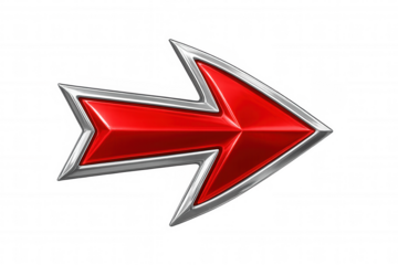 Metallic red-silver directional arrow pointing rightward, indicating navigation or emphasizing key details against transparent background
