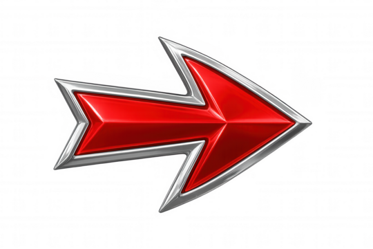 Metallic red-silver directional arrow pointing rightward, indicating navigation or emphasizing key details against transparent background