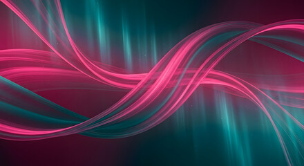 Naklejka premium Abstract Wavy Lines in Pink and Teal, Gradient Background