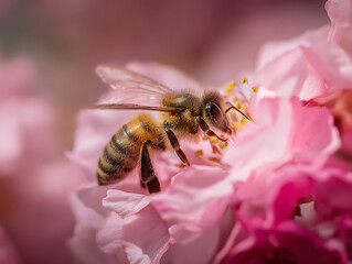 bee on pink flower