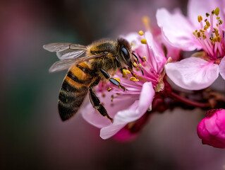 bee on pink flower