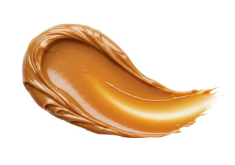 Smooth peanut butter spread in a swipe or swirl shape, isolated on white. Ideal for food design and cooking concepts.
