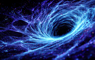Obraz premium A Mysterious Cosmic Black Hole with Vivid Blue Streaks