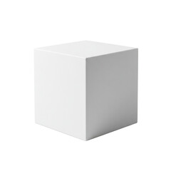 Fototapeta premium Simple geometric white cube with clean edges, isolated on white, useful for 3D, product mockups, or abstract design visuals. 
